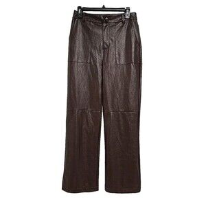 4TH Reckless Wilcox Straight Leg Faux Leather Pants Brown Women’s Size M NWT